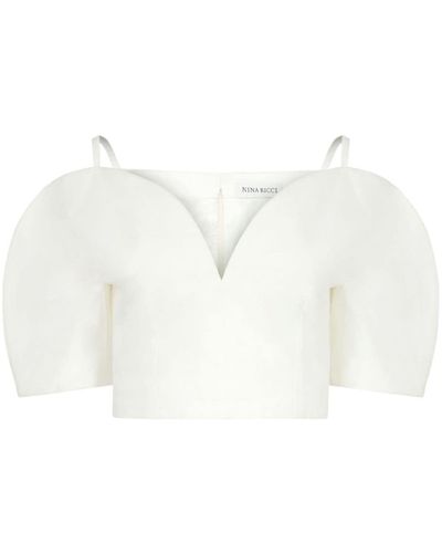 Nina Ricci Top corto con escote en forma de corazón - Blanco