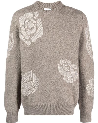 Barrie Rose-motif Cashmere Sweater - Gray