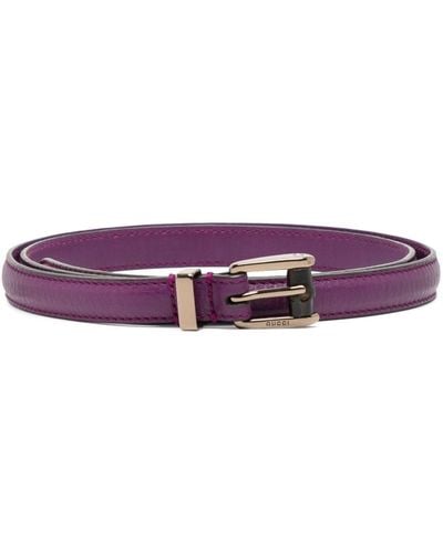 Gucci Logo-engraved Leather Belt - Purple