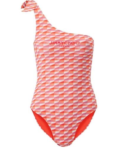 Jimmy Choo Alula Diamond-print Swimsuit - Red