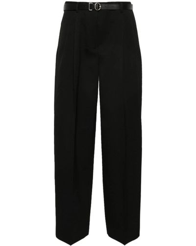 Jil Sander Pantalones rectos con cinturón - Negro