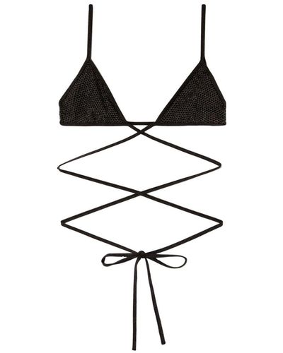 Palm Angels Lurex Criss-cross Bikini Top - Black