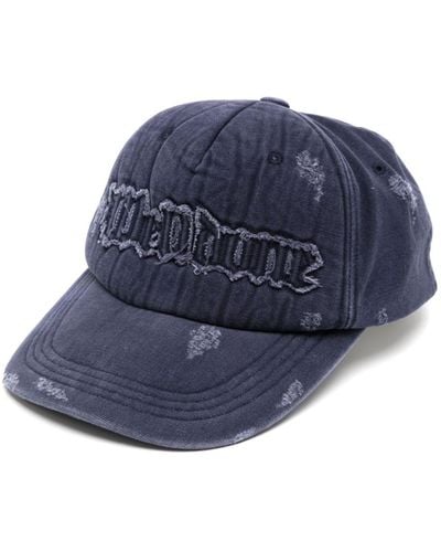 we11done Logo-appliqué distressed baseball cap - Azul
