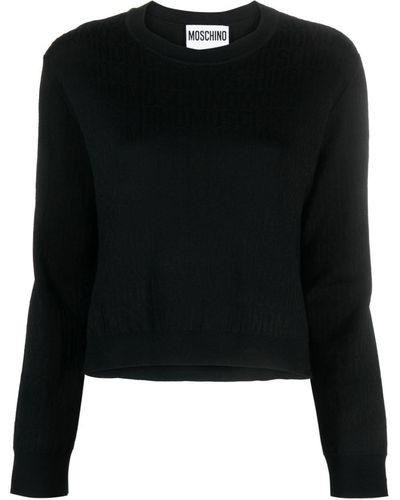 Moschino Monogram-jacquard Virgin-wool Sweater - Black