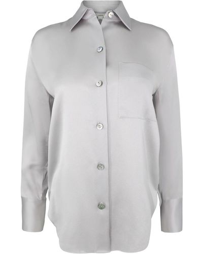 Vince Long-sleeve Silk Shirt - Gray