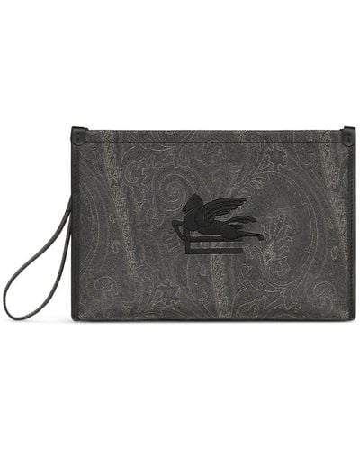 Etro Large Essential Paisley-print Clutch Bag - Gray