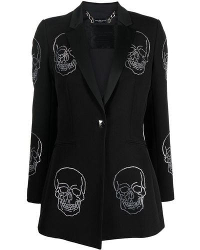 Philipp Plein Skull-embellished Single-breasted Coat - Black