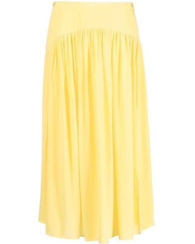 Marni Gathered Silk Skirt - Yellow