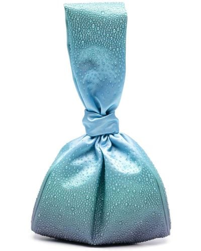 Alberta Ferretti Rhinestone-embellished Satin Clutch Bag - Blue