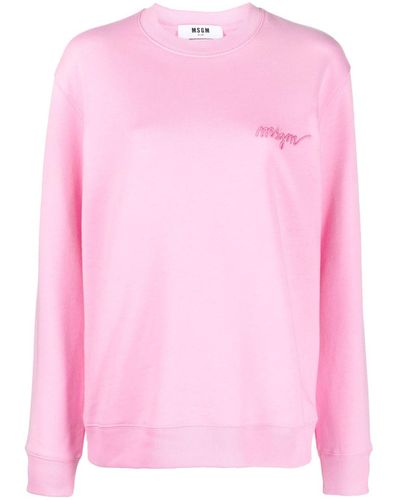 MSGM Embroidered-logo Cotton Sweatshirt - Pink