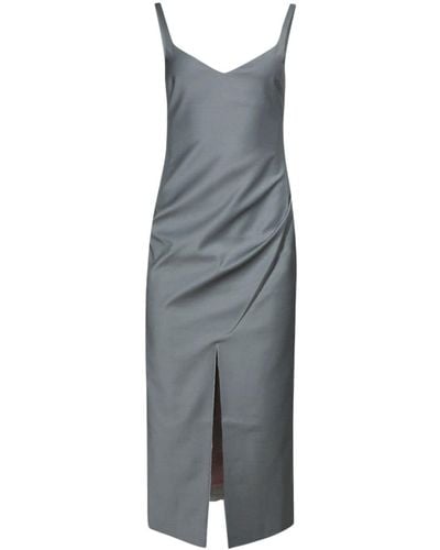 16Arlington Viaen Front-slit Midi Dress - Grey