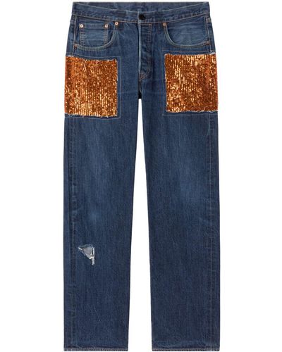 AZ FACTORY X Lutz Huelle Valerie Sequin-embellished Straight-leg Jeans - Blue