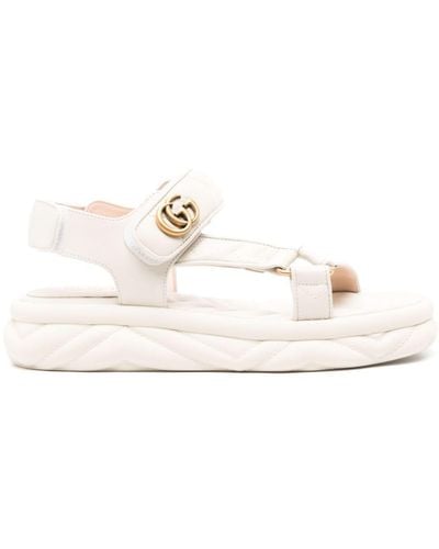 Gucci Double-g Leather Sandals - White