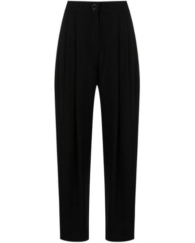 Armani Exchange Pleat-detail Straight-leg Trousers - Black