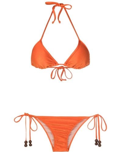 Adriana Degreas Bikini à perles - Orange