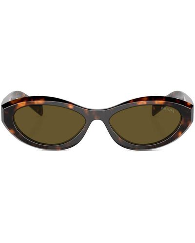 Prada Lunettes de soleil à monture ovale - Marron