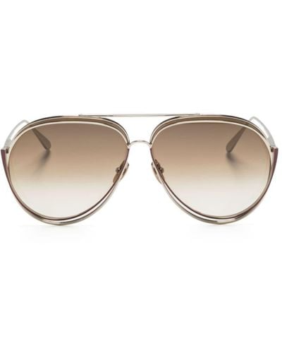 Linda Farrow Francisco Pilot-frame Sunglasses - Natural