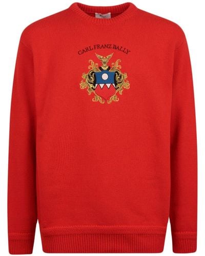 Bally Emblem-intarsia Wool Jumper - Red