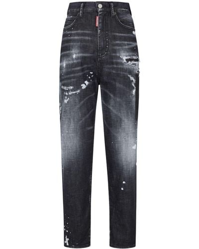 DSquared² High-rise Straight-leg Distressed Jeans - Blue