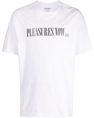 Pleasures T-shirt Met Logoprint - Wit