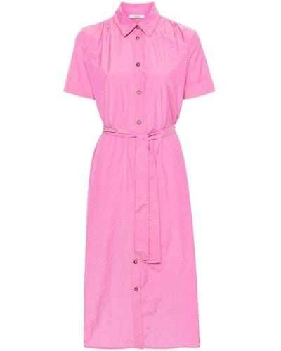 Peserico Beaded Belted Shirt Dress - Pink