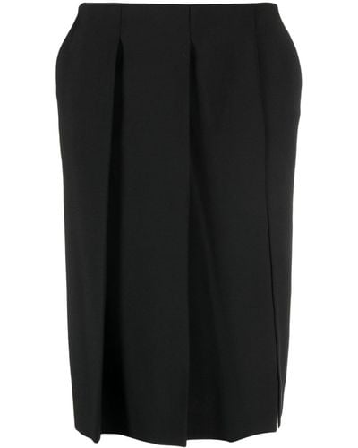 Sportmax Pleated Virgin Wool Skirt - Zwart