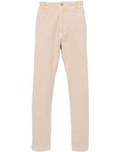 Moschino Tapered Trousers With Embroidery - Natural