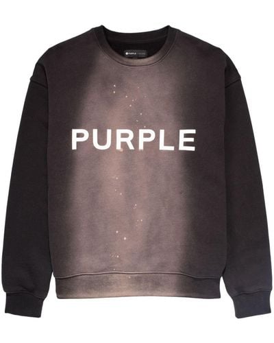 Purple Brand Logo-print Crew-neck Sweatshirt - Gray