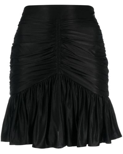 Rabanne Minifalda fruncida con dobladillo de volantes - Negro