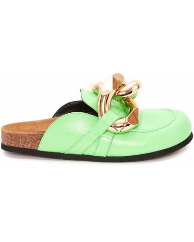 JW Anderson Chain Loafer Mules - Green