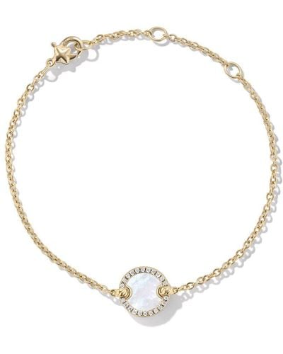 David Yurman 18kt Yellow Gold Petite Dy Elements Mother Of Pearl Diamond Bracelet - White