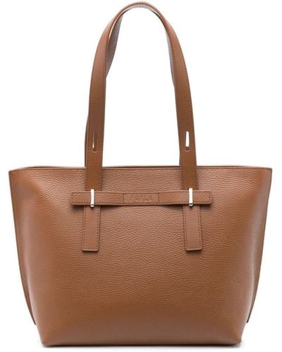 Furla Large Giove Leather Tote Bag - Brown