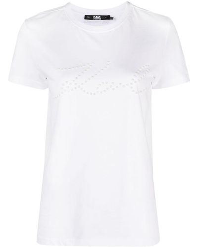 Karl Lagerfeld Logo Print-embellished Organic-cotton T-shirt - White