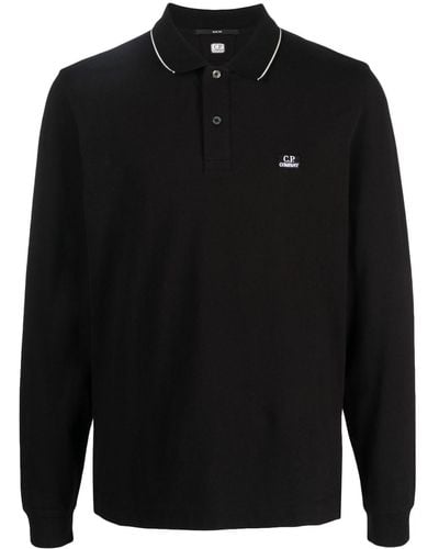 C.P. Company Logo-patch Cotton Polo Shirt - Black