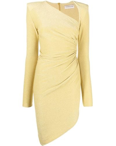 Alexandre Vauthier Metallic-sheen Asymmetric Fitted Dress - Yellow