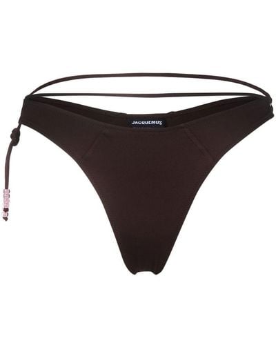 Jacquemus Low-rise Beaded Bikini Bottoms - Black