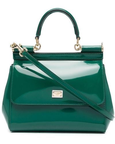 Dolce & Gabbana Small Sicily Polished Shoulder Bag - Green