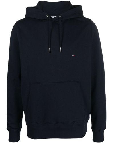 Tommy Hilfiger Logo-embroidery Cotton Hoodie - Blue