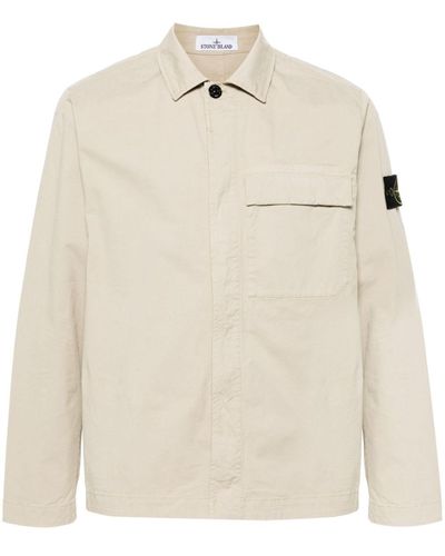Stone Island Overshirt In Cotone - Natural