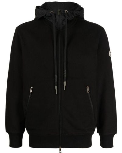 Moncler Logo-embroidered Hooded Sweatshirt - Black