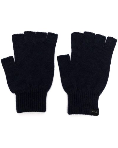 Paul Smith Knitted Cashmere Fingerless Gloves - Blue