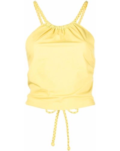 RED Valentino Lace-up Halterneck Top - Yellow