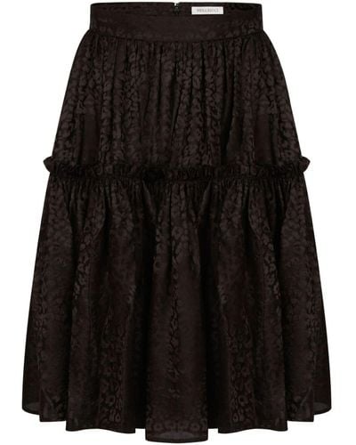 Nina Ricci Leopard-print Babydoll Midi Skirt - Black
