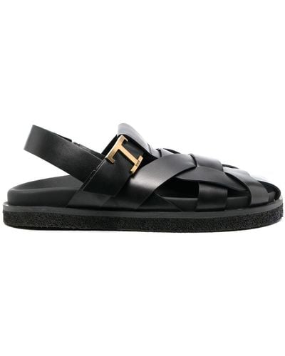 Tod's T Timeless Leather Sandals - Black