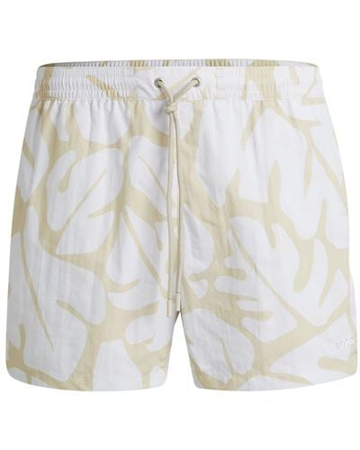 BOSS Leaf-print Swim Shorts - White