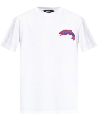 DSquared² Logo-appliquéd Cotton T-shirt - White