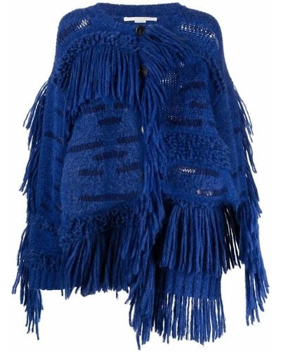Stella McCartney Oversized-Pullover mit Fransen - Blau