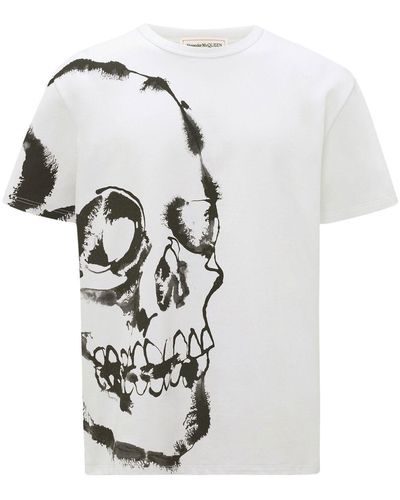 Alexander McQueen Watercolour Skull Tシャツ - ホワイト