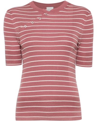 Paul Smith Striped Ribbed-knit Top - Roze