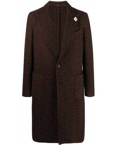 Lardini Houndstooth-print Tailored Coat - Brown